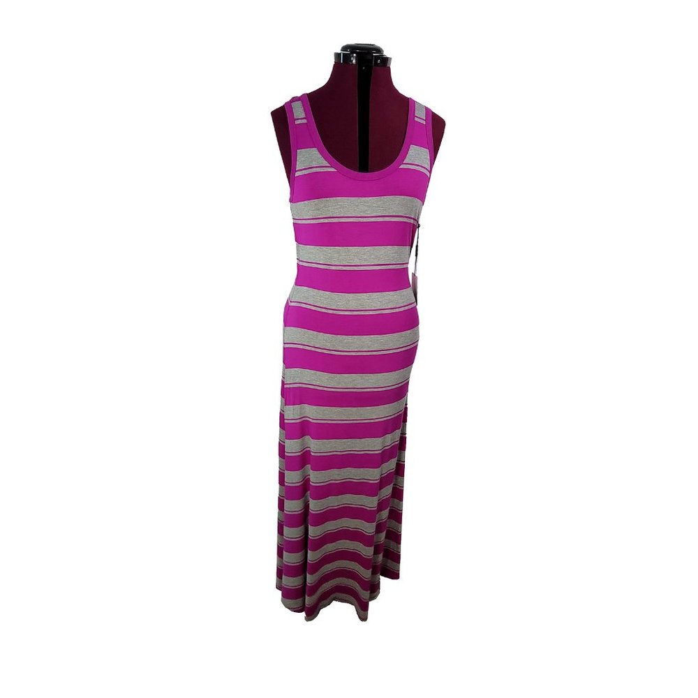 Calvin Klein Size 10 Sleeveless Long Pink & Gray Maxi Dress